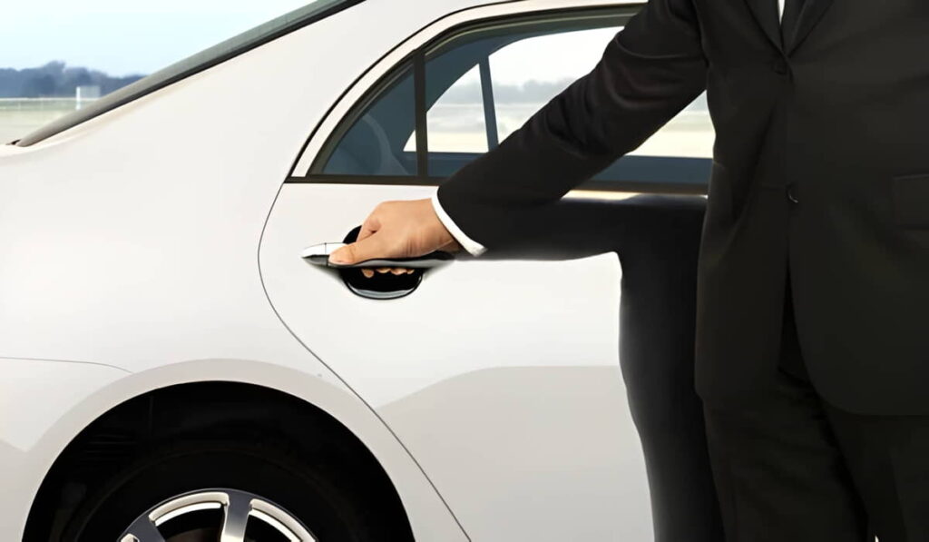 driver opening car door for pick and drop service