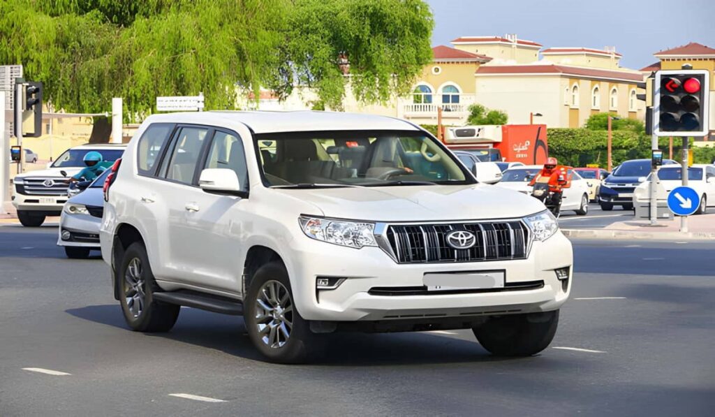 white toyota land cruiser